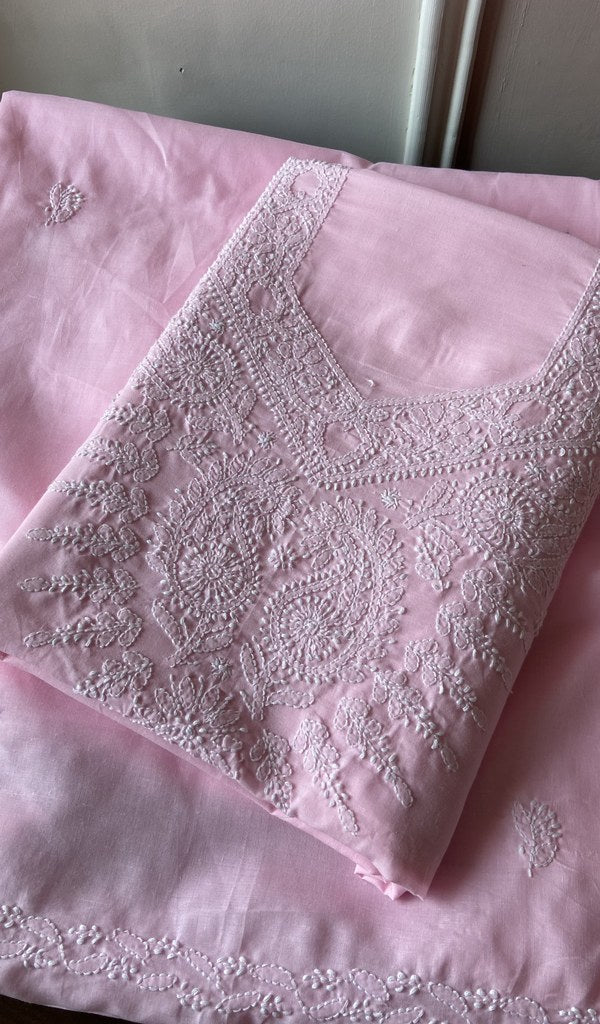 Folded baby pink cotton kurta, front view