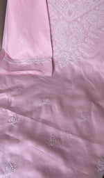 Fine chikankari on the baby pink cotton