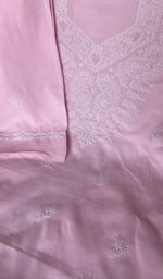 Stitch detail on the baby pink cotton kurta