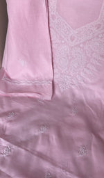 Close view of the baby pink kurta fabric