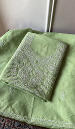 Folded pista green cotton kurta, second view