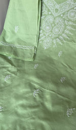 Fine chikankari on the pista green cotton