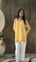 Saliha — Yellow Muslin Chikankari Stitched Short Kurti