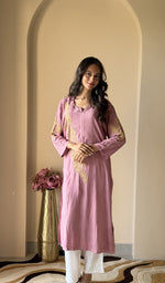 Dusty Mauve modal cotton kurti on the model