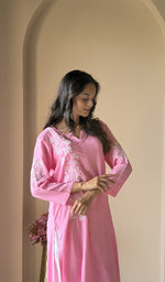 Pink kurti on the model