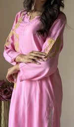 Pink kurti, worn by the model