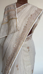 Ivory tissue chanderi saree, lower half