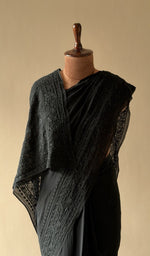 Black silk georgette saree, lower half