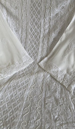 Hand embroidery on white viscose georgette