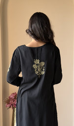 Black modal cotton kurti on the model