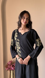 Black modal cotton, up close