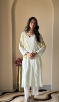 Sakeena — Off White Modal Cotton Chikankari Stitched Kurti
