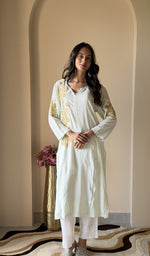 Off White modal cotton kurti on the model