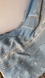 Close look at the fine do taar and teen taar chikankari on panel