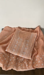 Gala and neckline of the peach kurta