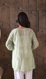 Pista Green short kurti, close view