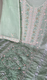 Close view of the mint green kurta fabric