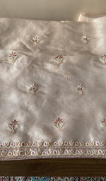 Hand embroidery on peach organza silk