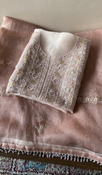 Folded peach organza silk kurta, second view