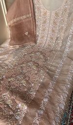 Chikankari worked by hand on organza silk