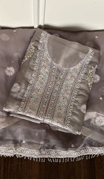 Folded mauve organza silk kurta, second view