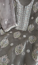 Mauve organza silk laid out flat