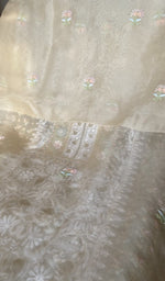 Hand embroidery on cream organza silk