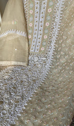 Close view of the cream kurta fabric