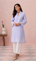 Lavender kurti full length, slight turn