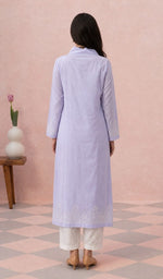 Lavender kurti back view on the model