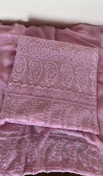 Folded pink silk georgette kurta, second view