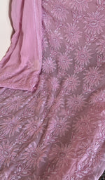 Stitch detail on the pink silk georgette kurta