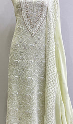 将图像加载到图库查看器中， Women&#39;s Lakhnavi Handcrafted Pure Silk Georgette Chikankari Full Suit Fabric - HONC0172702
