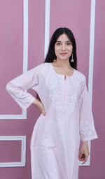 Load image into Gallery viewer, Nargish Women&#39;s Lucknowi Handcrafted Cotton Chikankari Kurti - HONC0171335
