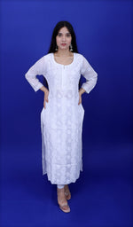 Load image into Gallery viewer, Women&#39;s Lucknowi Handcrafted Cotton Chikankari Kurti -  HONC0188640
