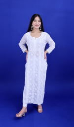 Load image into Gallery viewer, Women&#39;s Lucknowi Handcrafted Cotton Chikankari Kurti -  HONC0188640
