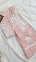 Load image into Gallery viewer, Women&#39;s Lakhnavi Handcrafted Modal Cotton Chikankari Kurta And Palazzo Set - HONC096229
