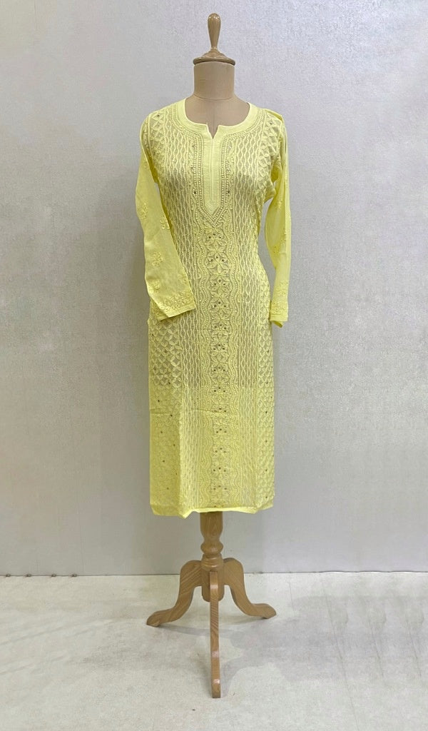 New Collection Yellow Chikan Kurti For Women at Rs.650/Piece in lucknow  offer by Nirmala Chikan Handicraft