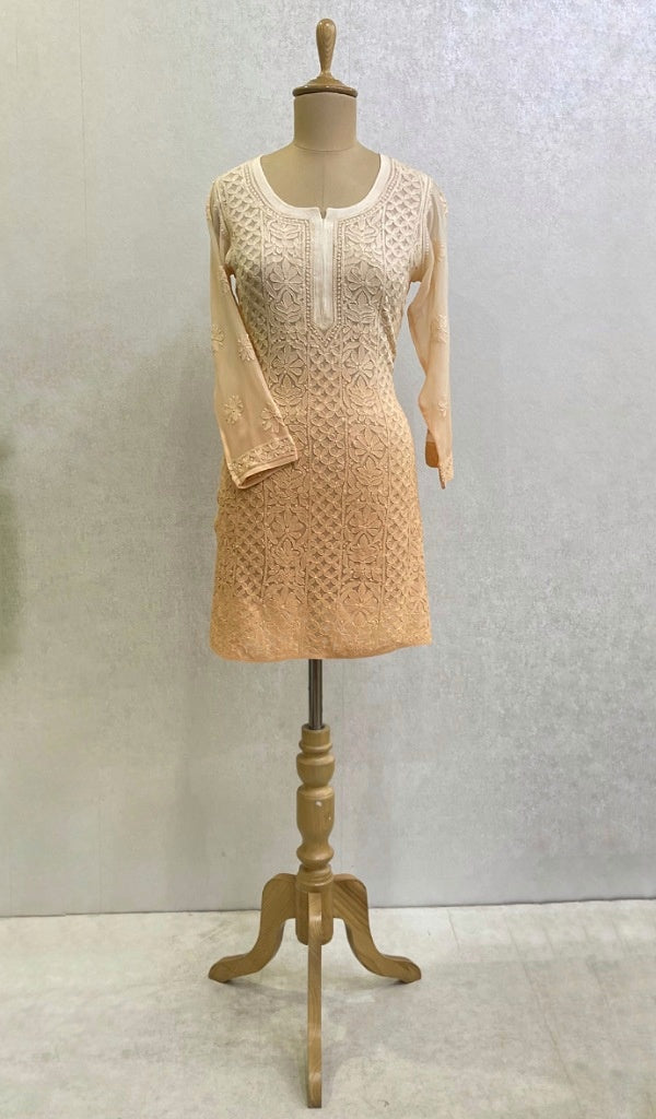 Lucknowi 手工粘胶乔其纱 Chikankari 上衣 - HONC0109021