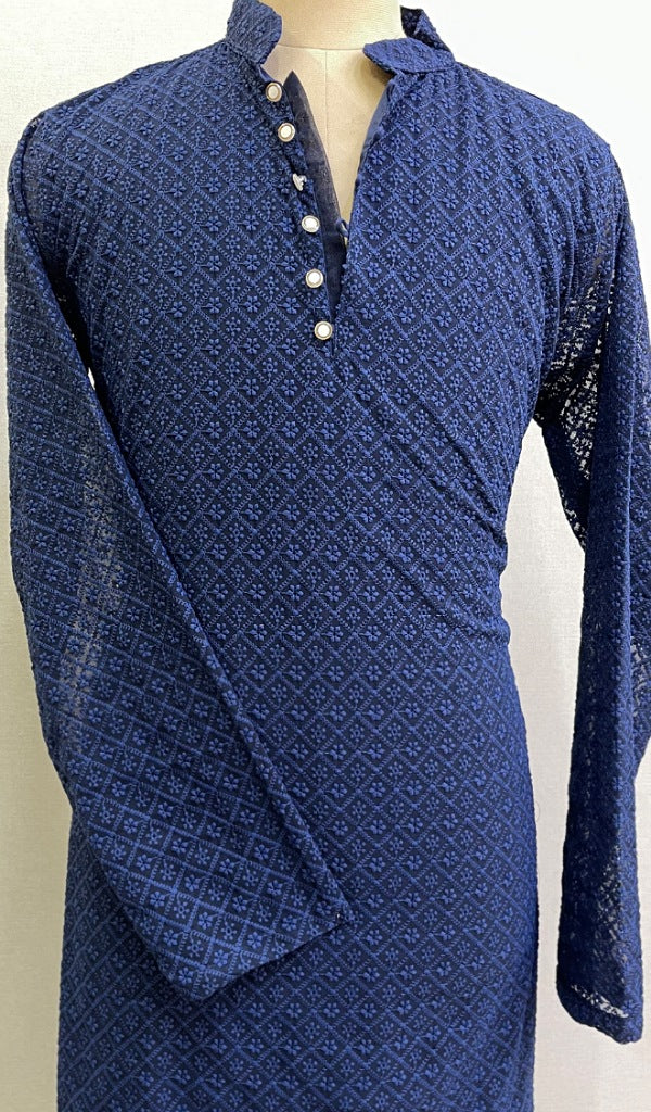 Men's Faux-Georgette Hakoba Kurta - HONC0261827