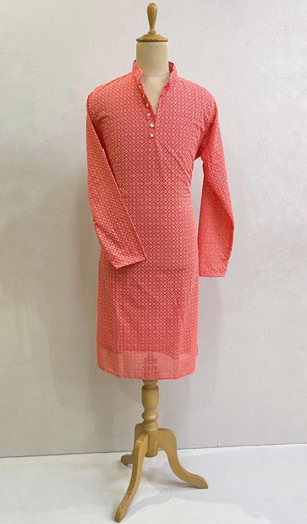 Men's Faux-Georgette Hakoba Kurta - HONC02618220