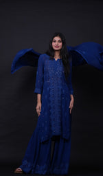 将图像加载到图库查看器中， Shamya Women&#39;s Lucknowi Handcrafted Viscose Georgette Chikankari Kurta Palazzo With Dupatta Set - HONC0138969
