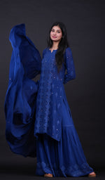 将图像加载到图库查看器中， Shamya Women&#39;s Lucknowi Handcrafted Viscose Georgette Chikankari Kurta Palazzo With Dupatta Set - HONC0138969
