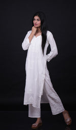 Load image into Gallery viewer, Women&#39;s Lucknowi Handcrafted Modal Cotton Chikankari Kurti - HONC0162013
