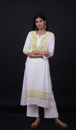 Load image into Gallery viewer, Huma Women&#39;s Lucknowi Handcrafted Cotton Chikankari Kurti - HONC0160413
