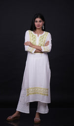 Load image into Gallery viewer, Huma Women&#39;s Lucknowi Handcrafted Cotton Chikankari Kurti - HONC0160413
