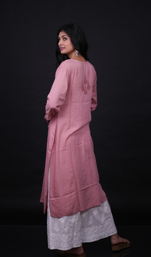 Zoya Women's Lucknowi Handcrafted Muslin Chikankari Kurti - HONC0133820