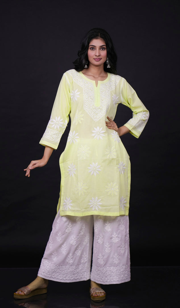 Aafia Women's Lucknowi Handcrafted Cotton Chikankari Kurti - HONC0162925