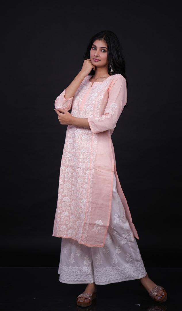 Naira Women's Lucknowi Handcrafted Cotton Chikankari Kurti - HONC0164383