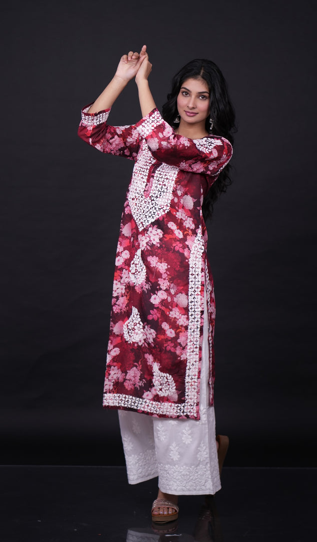 Aisha Women's Lucknowi Handcrafted Cotton Chikankari Kurti - HONC0174560
